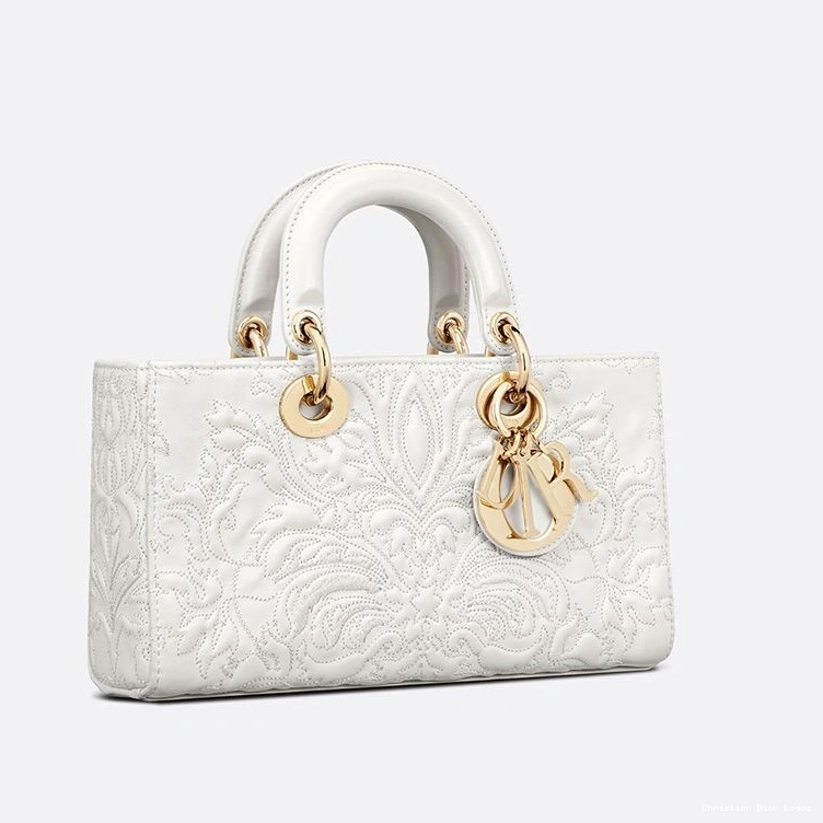 Cheap Motif Lady Bag D-Joy Lambskin Quilted-Effect Medium Ornamental White 0715 Luxury
